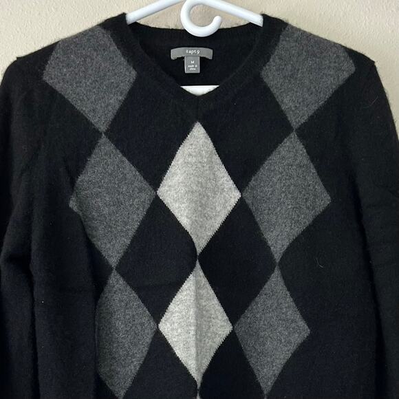 Women’s Apt. 9 cashmere Argyle crewneck knit sweater academic preppy classic M - Picture 2 of 10